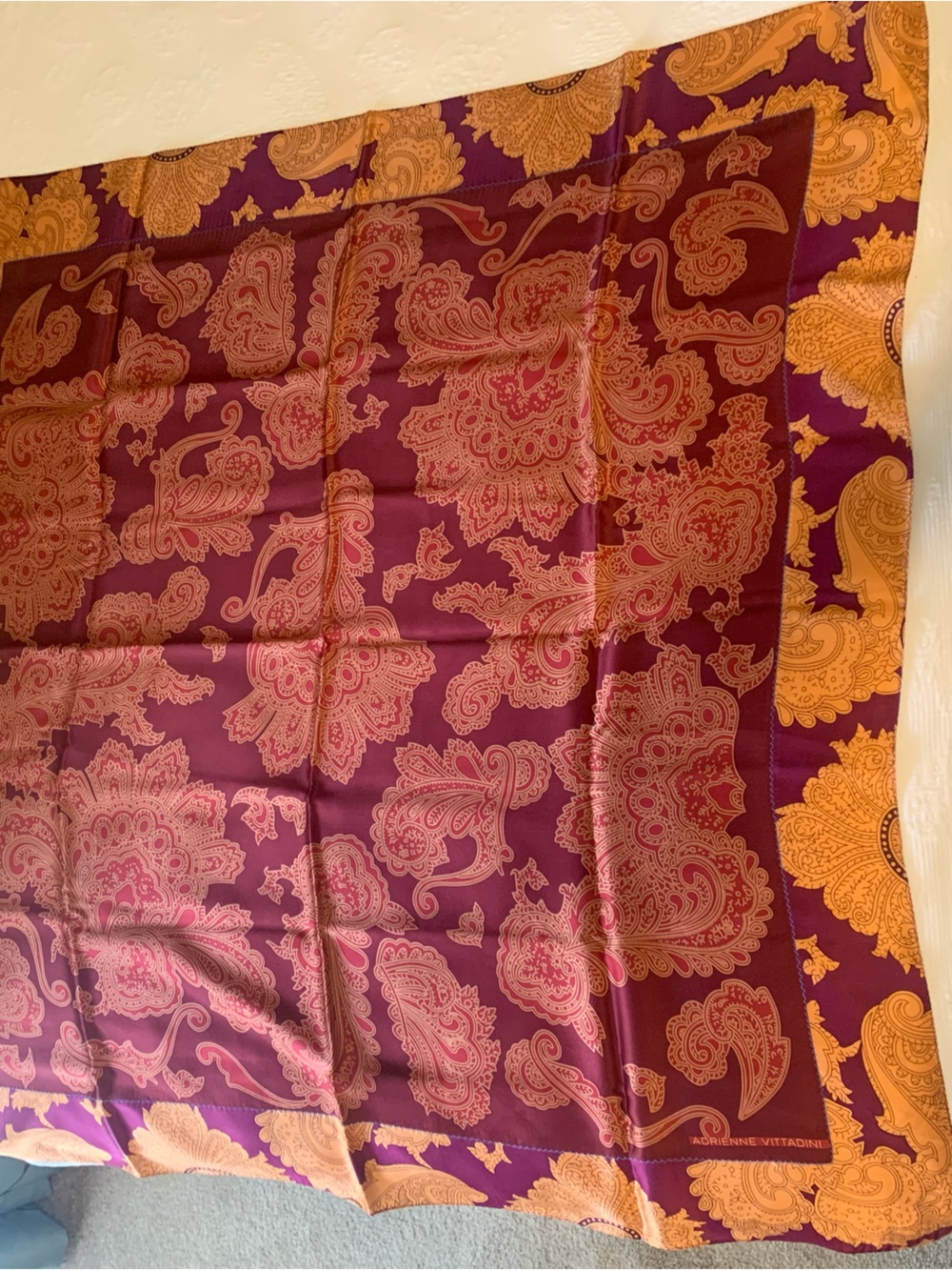 Silk square designer scarves. Bundle of 2-Adrienne Vittadini and Adrienne Landau